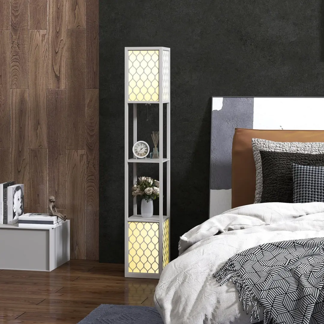 Homcom Vloerlamp Lichtgrijs 156cm