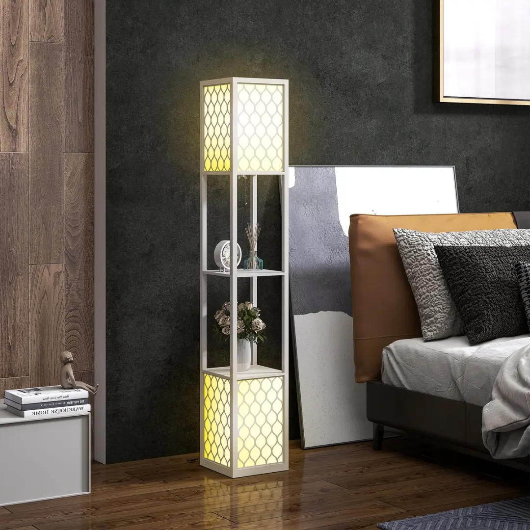 Homcom Vloerlamp Lichtgrijs 156cm