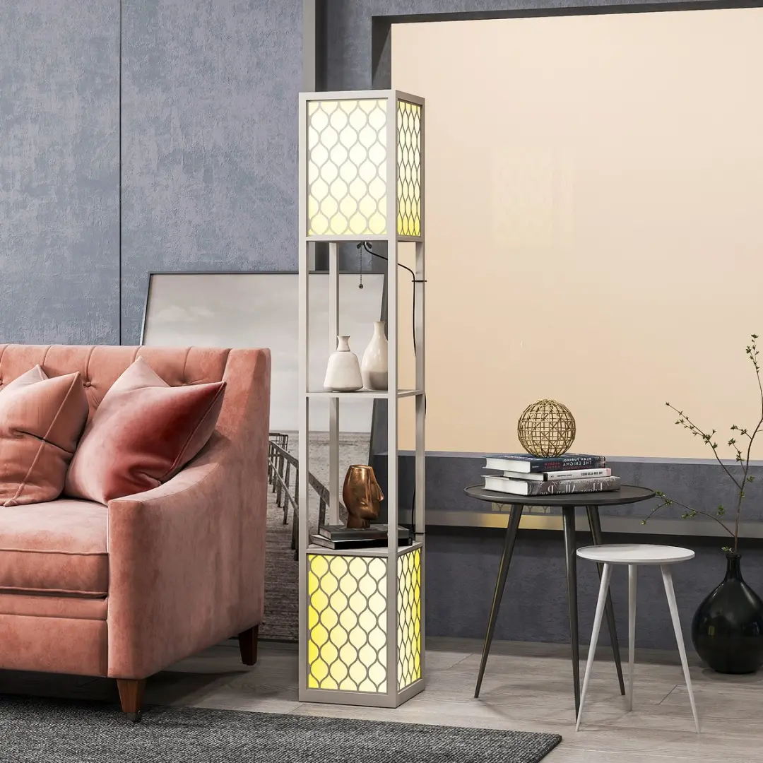 Homcom Vloerlamp Lichtgrijs 156cm