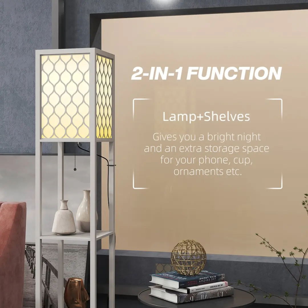 Homcom Vloerlamp Lichtgrijs 156cm - afbeelding 6 van 6