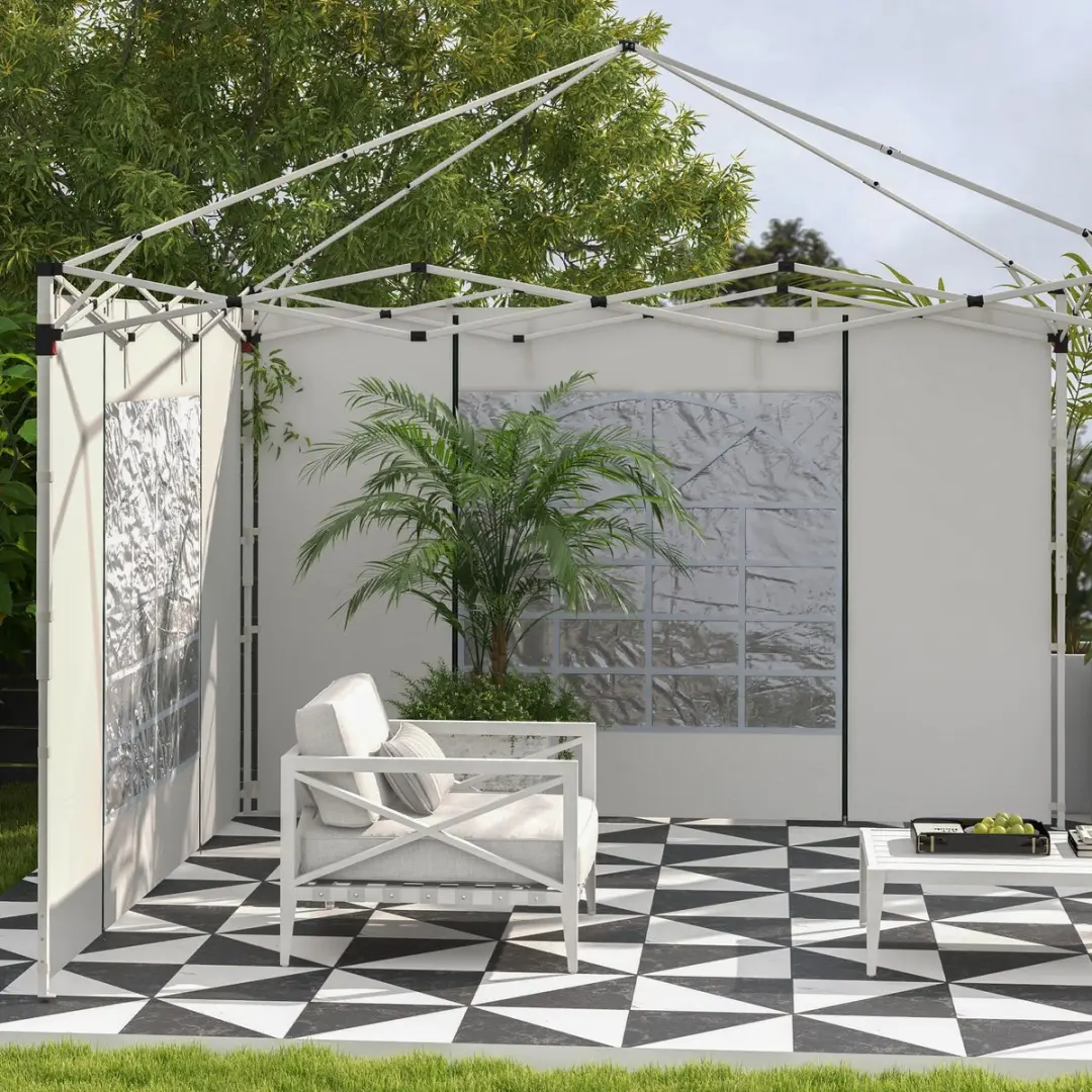 Outsunny Paviljoen Zijpanelen Wit