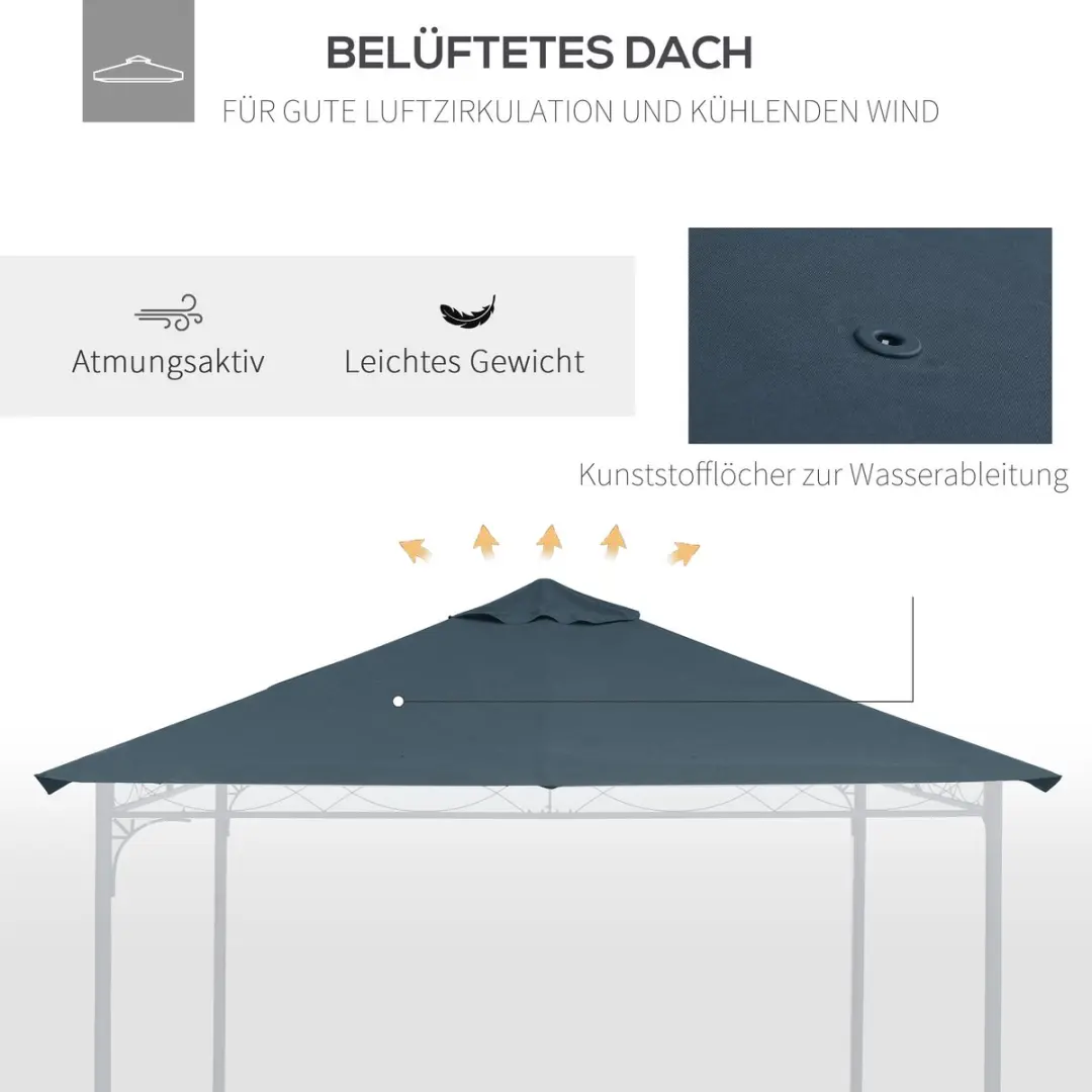Outsunny Partytentdak 298x298cm - Donkergrijs