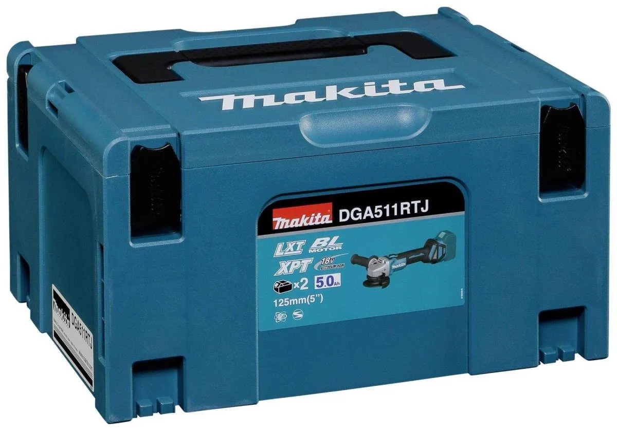 Makita DGA511RTJ Haakse Slijper - 125mm - 2x 5.0Ah Accu