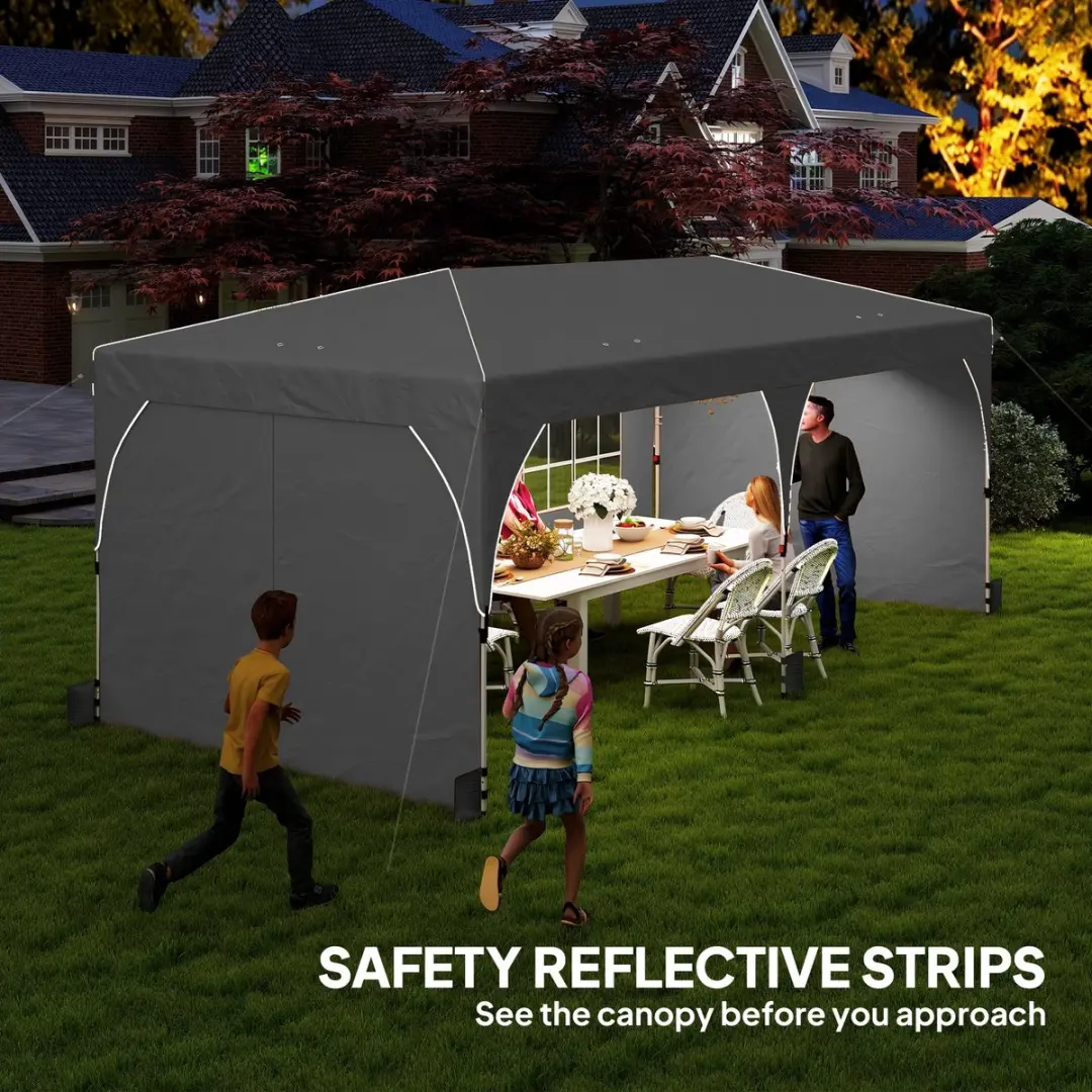 Outsunny Pop-up Luifel 595x300x275cm - Lichtgrijs