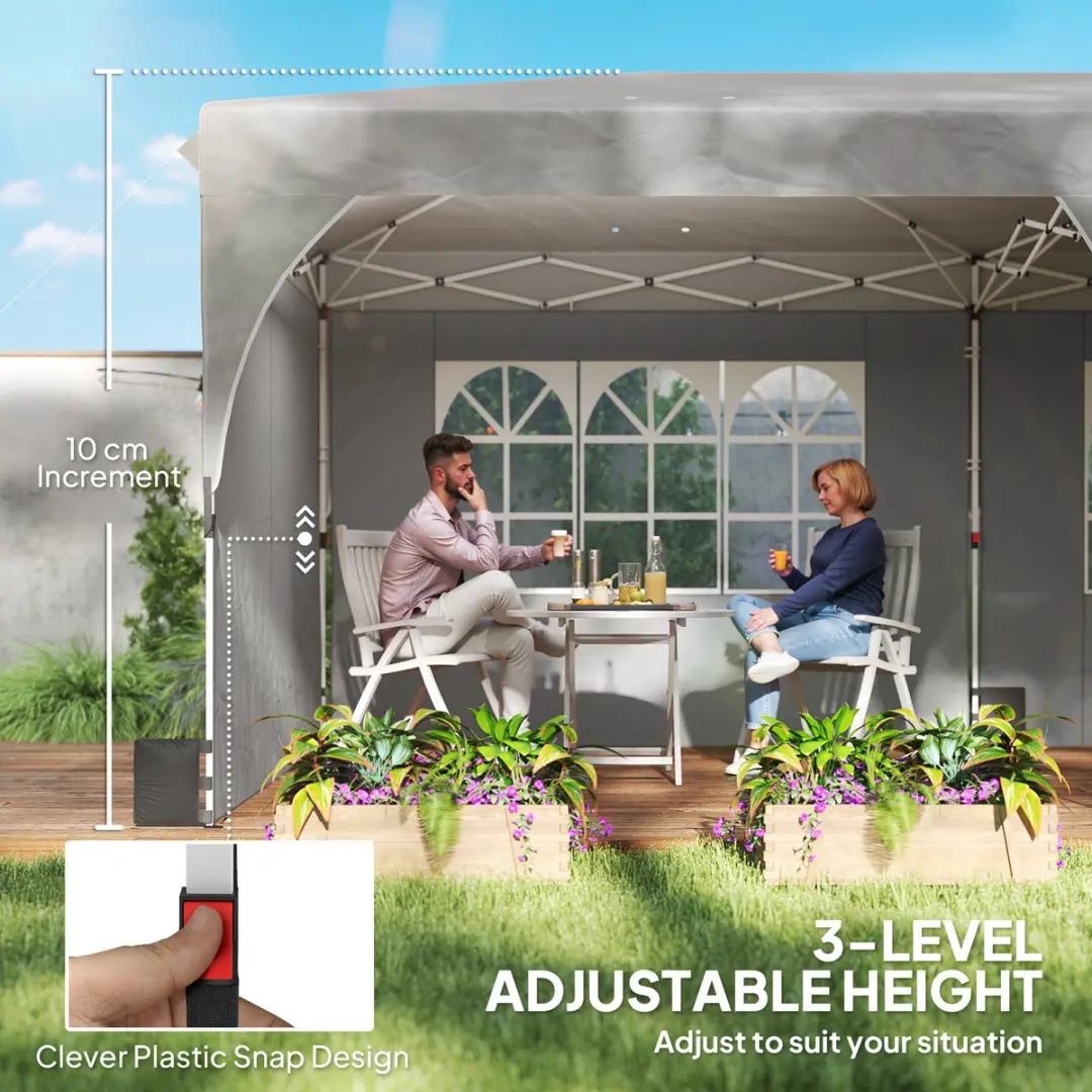 Outsunny Pop-up Luifel 595x300x275cm - Lichtgrijs