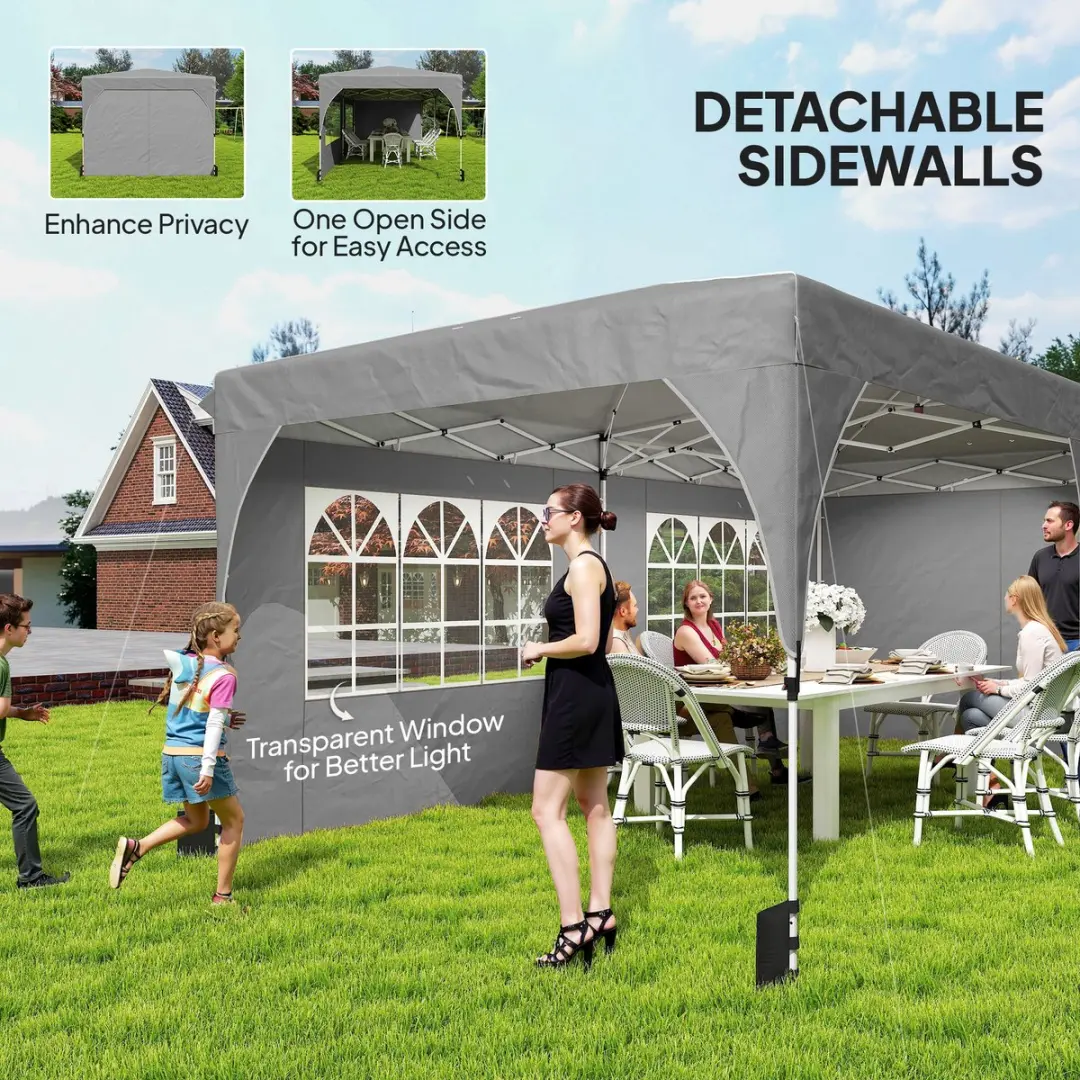 Outsunny Pop-up Luifel 595x300x275cm - Lichtgrijs