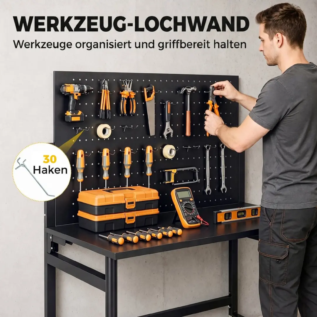 Homcom Werkbank - 115x62x143,5cm - Zwart