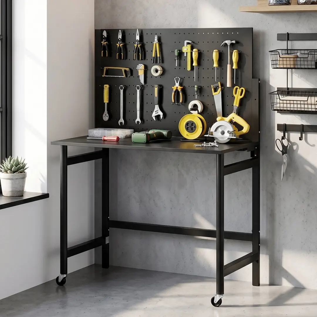 Homcom Werkbank - 115x62x143,5cm - Zwart