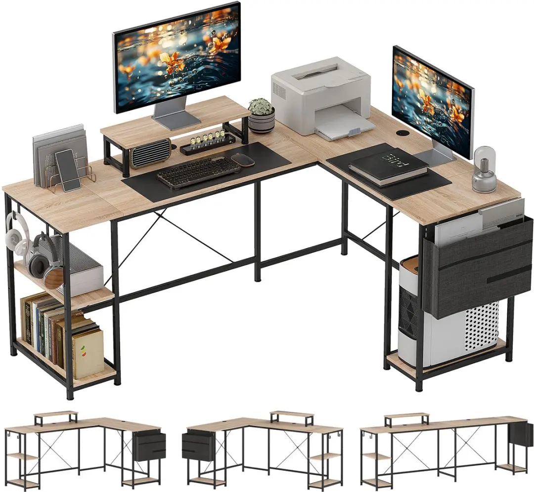Homcom L-vormige Computertafel