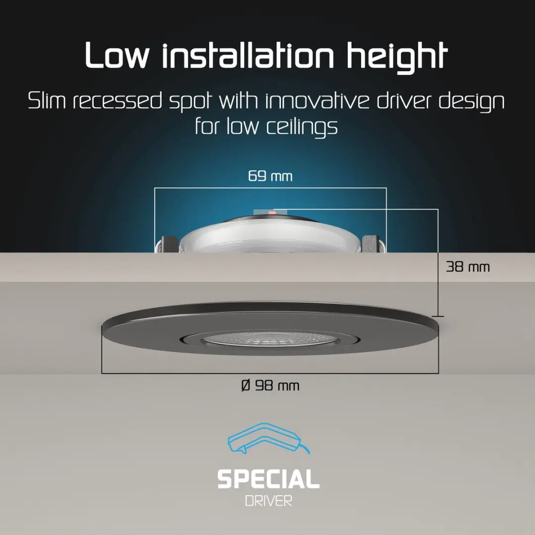 Ledvion LED Inbouwspot 6W Zwart - Ø96mm - IP65