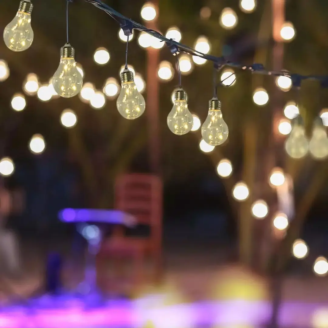 Outsunny Solar Kerstverlichting 20 LED Warm Wit - 3,8m + 2m - Set van 2