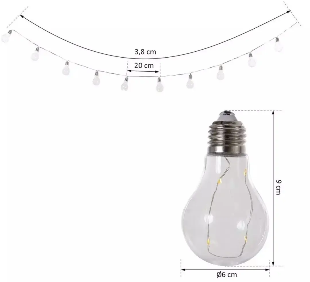 Outsunny Solar Kerstverlichting 20 LED Warm Wit - 3,8m + 2m - Set van 2