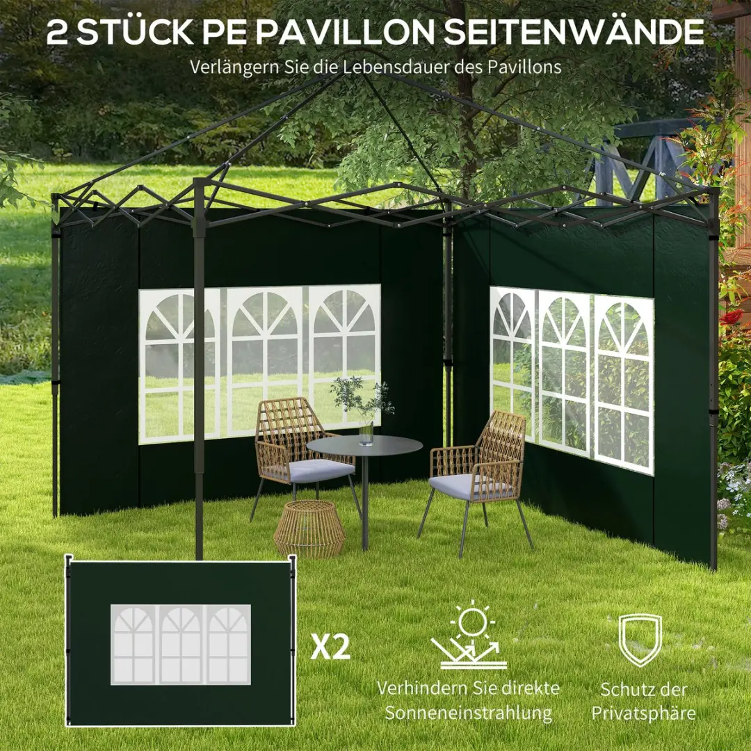 Outsunny Canopy Sidewalls 293x193cm - Donkergroen