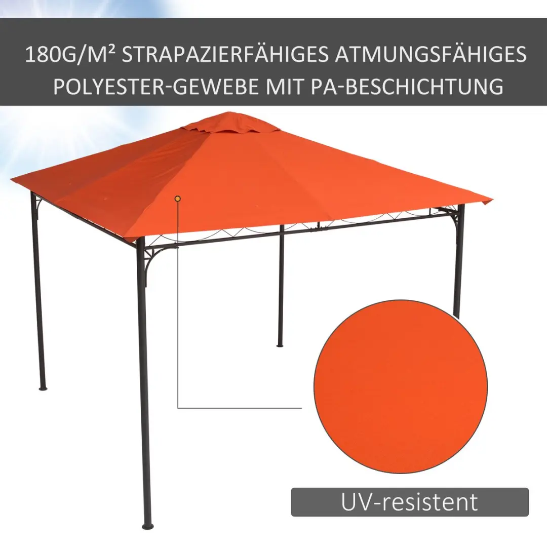 Outsunny Partytentdak 298x298cm - Polyester - Oranje