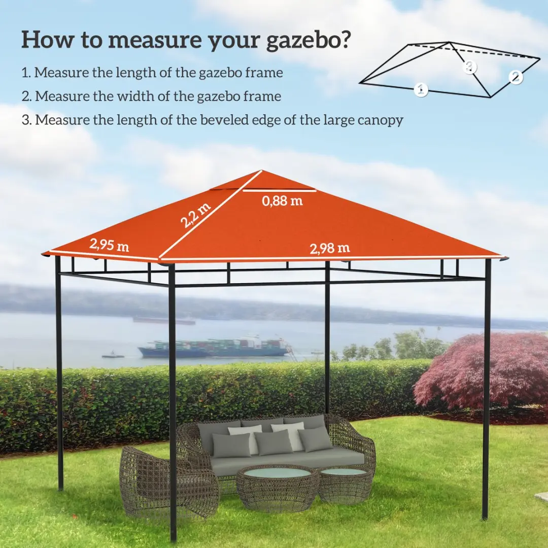 Outsunny Partytentdak 298x298cm - Polyester - Oranje