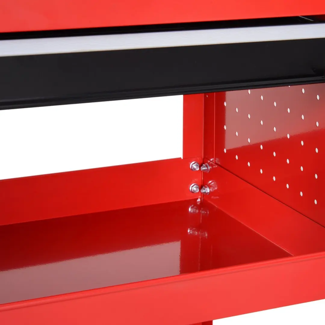 Homcom Werkplaats Rollwagen 82x35x76cm - 1 Lade - Zwart/Rood