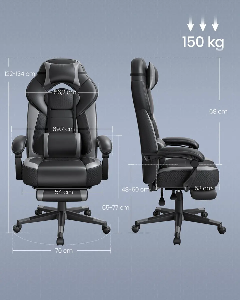 Songmics Gamingstoel Ergonomisch - Zwart