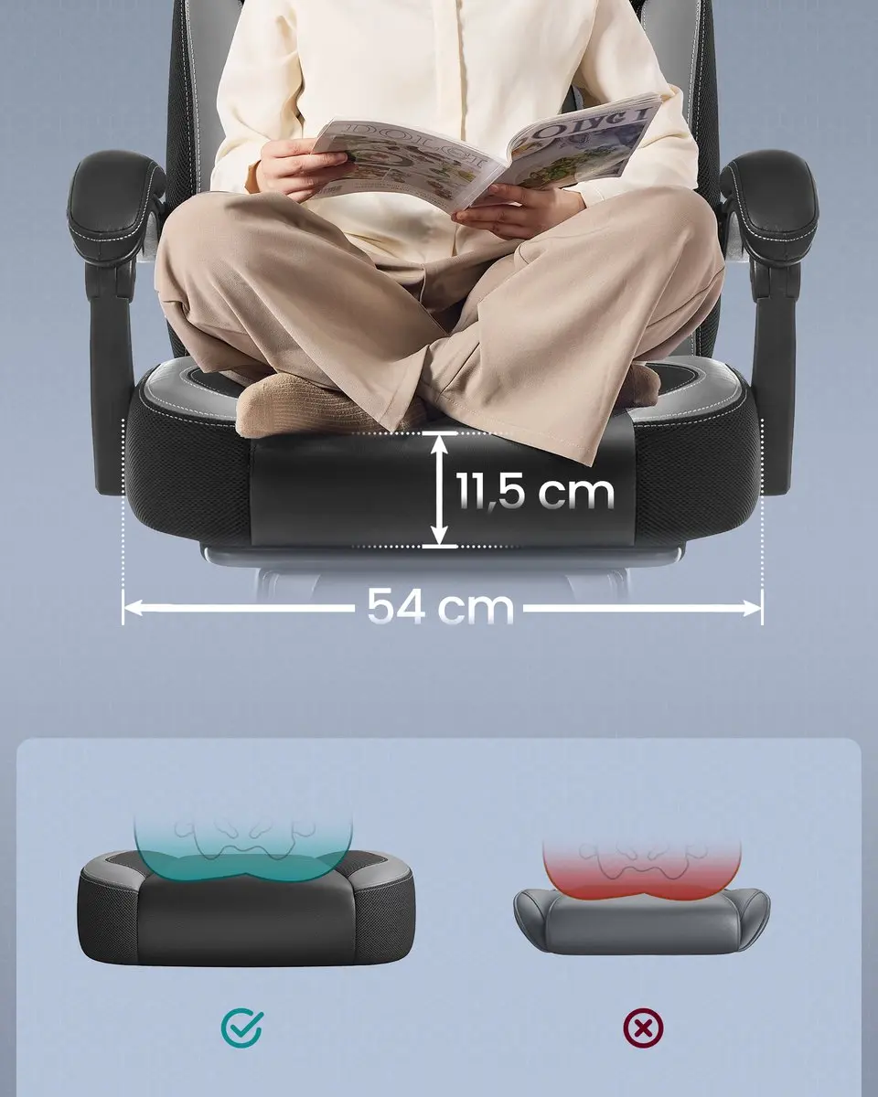 Songmics Gamingstoel Ergonomisch - Zwart
