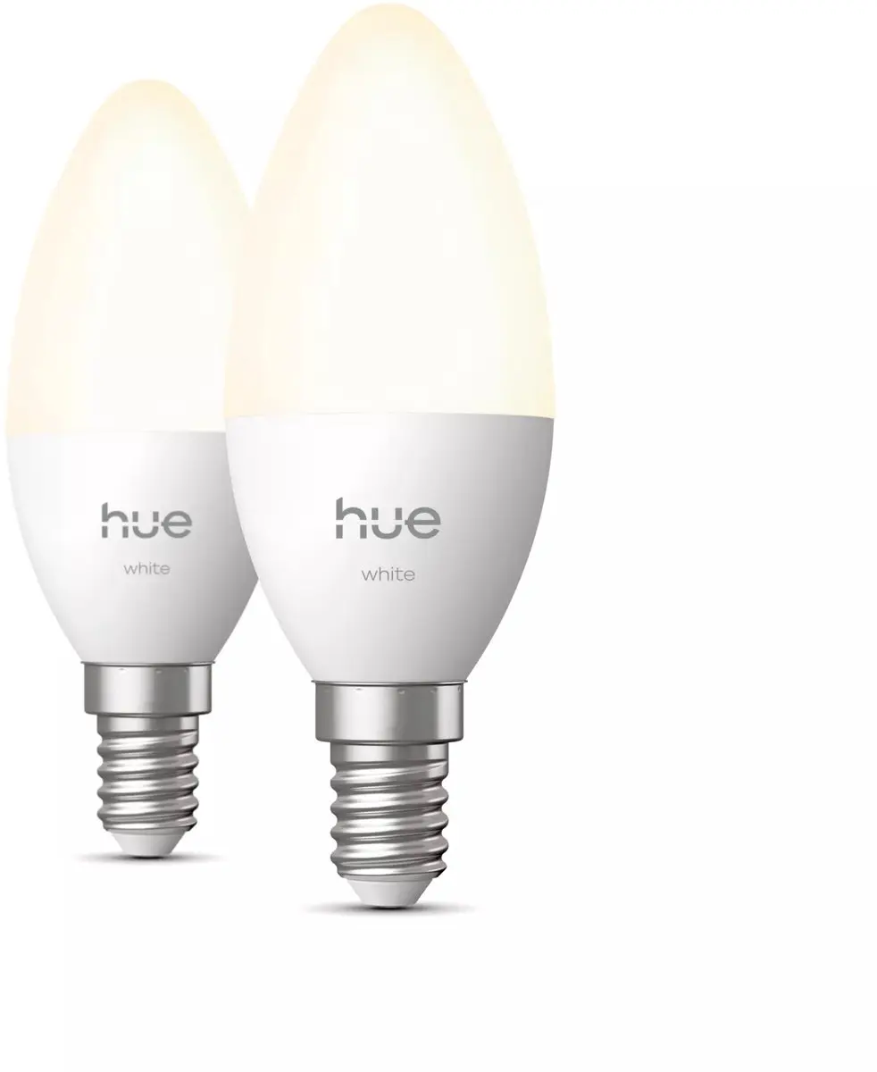 Philips Hue LED Kaarslamp E14 Mat - 2 Stuks - Warm Wit 2700K