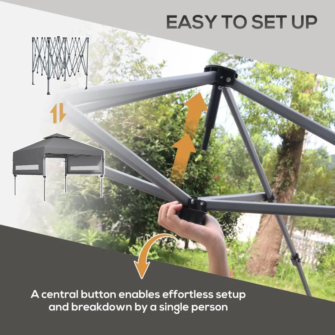 Outsunny Pop-up Luifel 500x300x290cm - Grijs