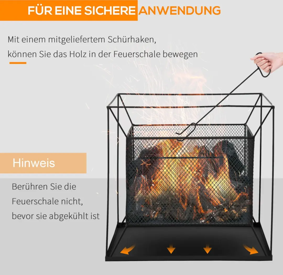 Outsunny Vuurplaats Metallisch - 45x45x43cm - Zwart