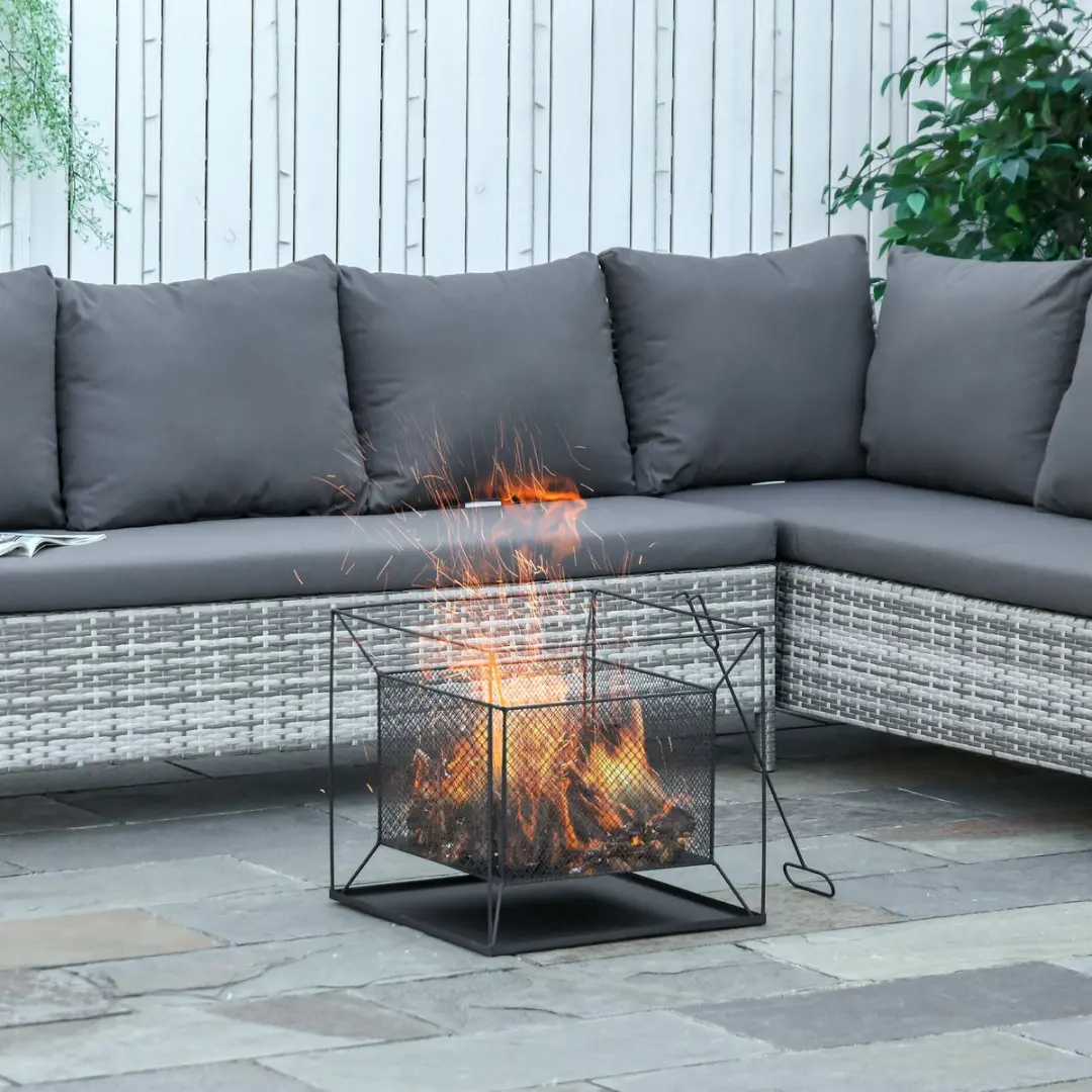 Outsunny Vuurplaats Metallisch - 45x45x43cm - Zwart