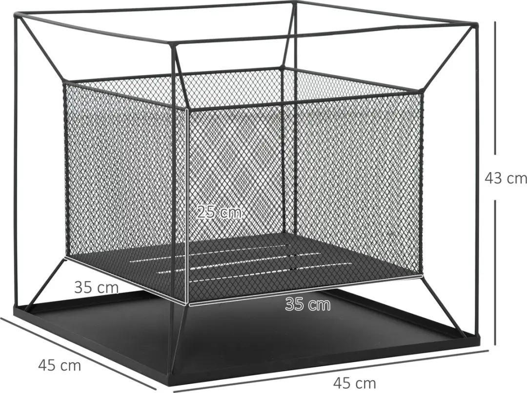 Outsunny Vuurplaats Metallisch - 45x45x43cm - Zwart