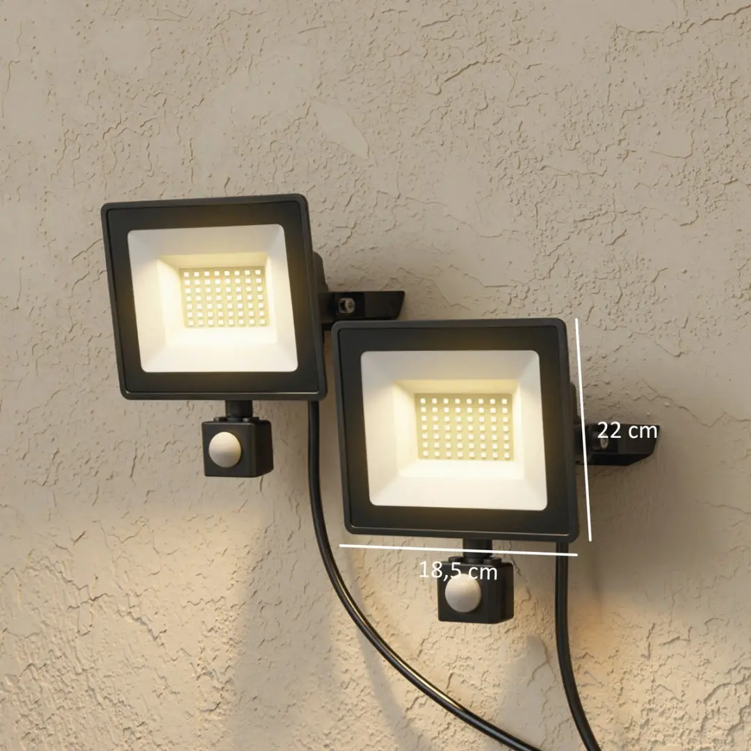 Homcom Werklicht Aluminium 50W 2x - 18,5x22x4cm Zwart