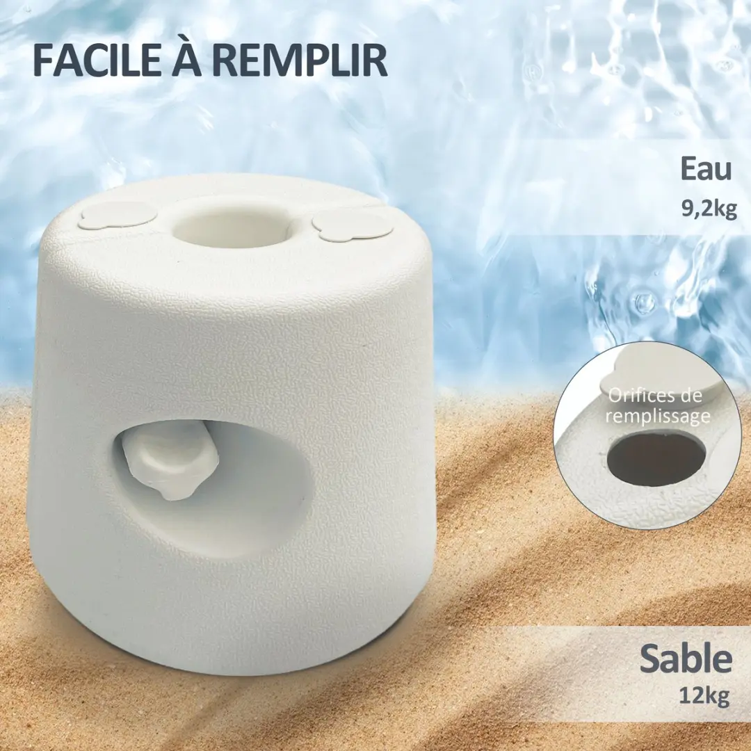 Outsunny HDPE Luifelgewichtplaat 24x24x25.5cm - 4 Stuks Wit
