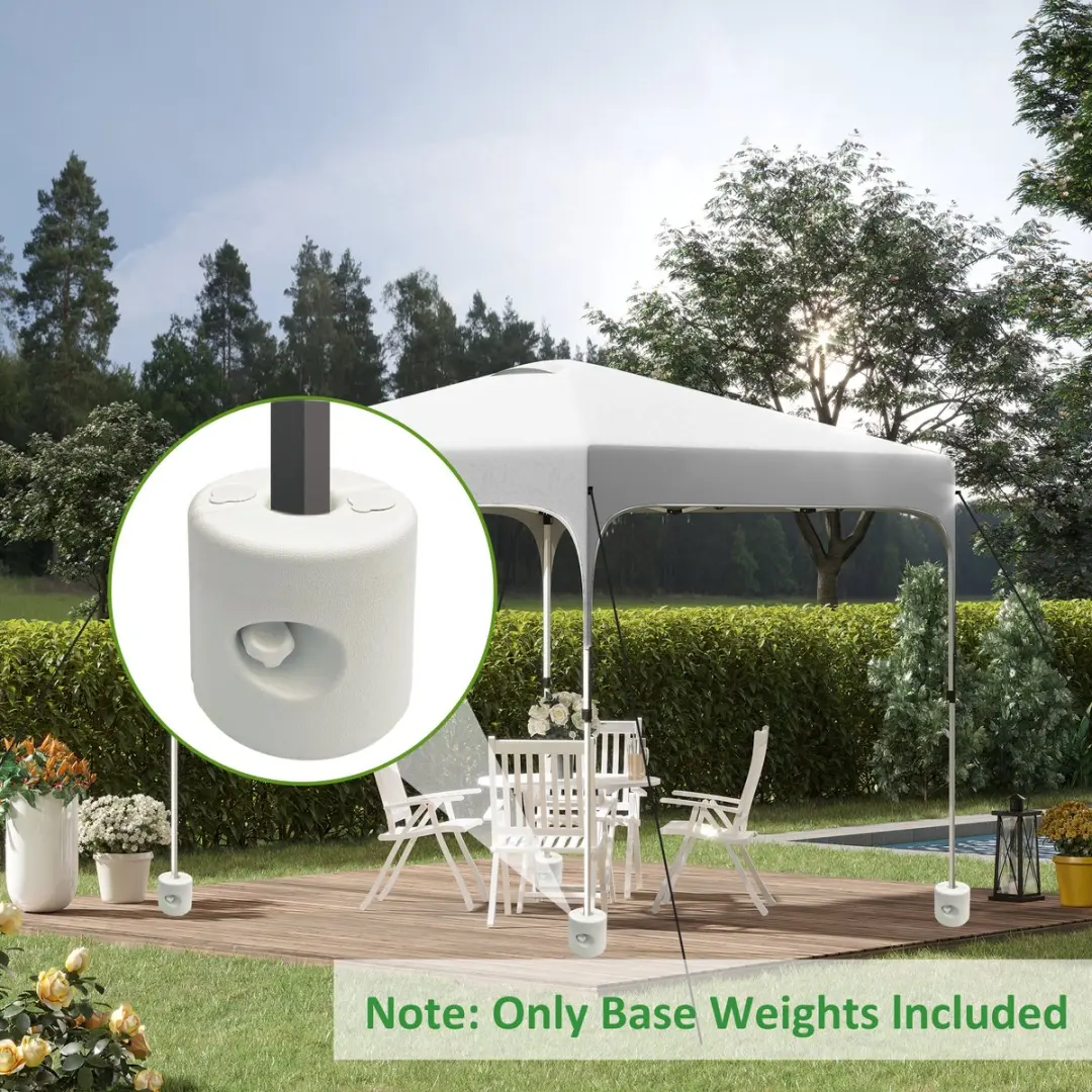 Outsunny HDPE Luifelgewichtplaat 24x24x25.5cm - 4 Stuks Wit