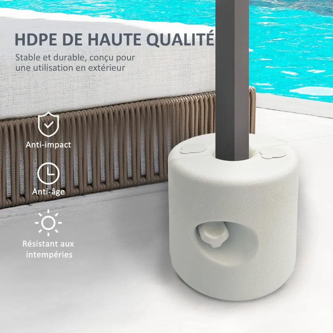 Outsunny HDPE Luifelgewichtplaat 24x24x25.5cm - 4 Stuks Wit