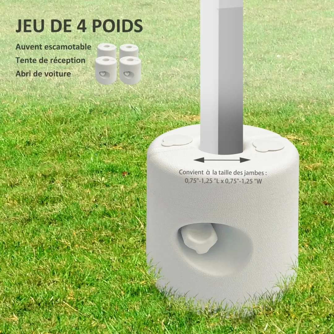 Outsunny HDPE Luifelgewichtplaat 24x24x25.5cm - 4 Stuks Wit