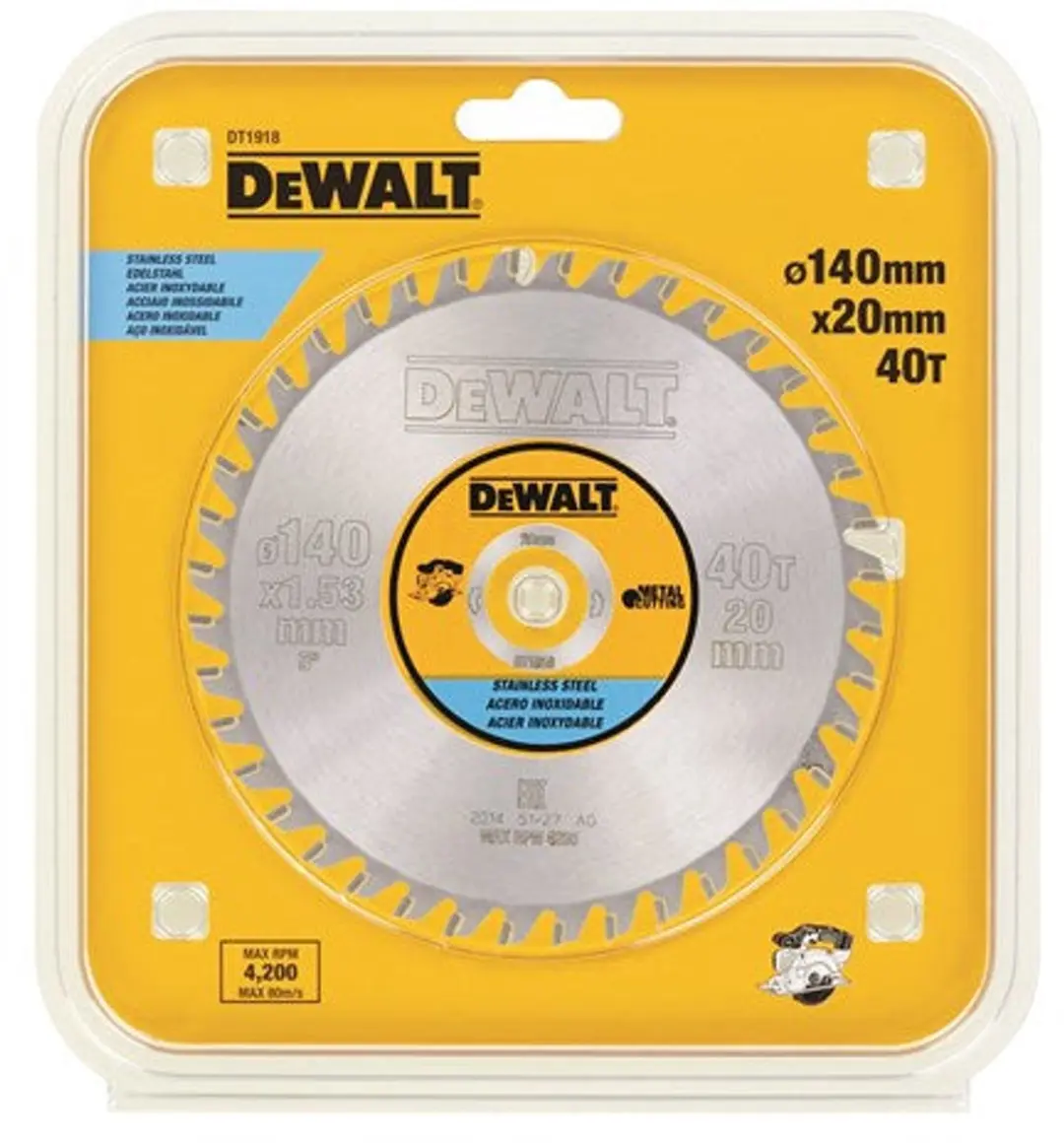 DeWalt Zaagblad Aluminium 140x20mm 40 Tanden DT1918