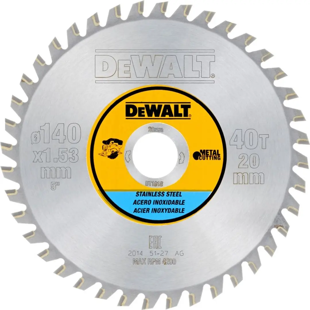 DeWalt Zaagblad Aluminium 140x20mm 40 Tanden DT1918