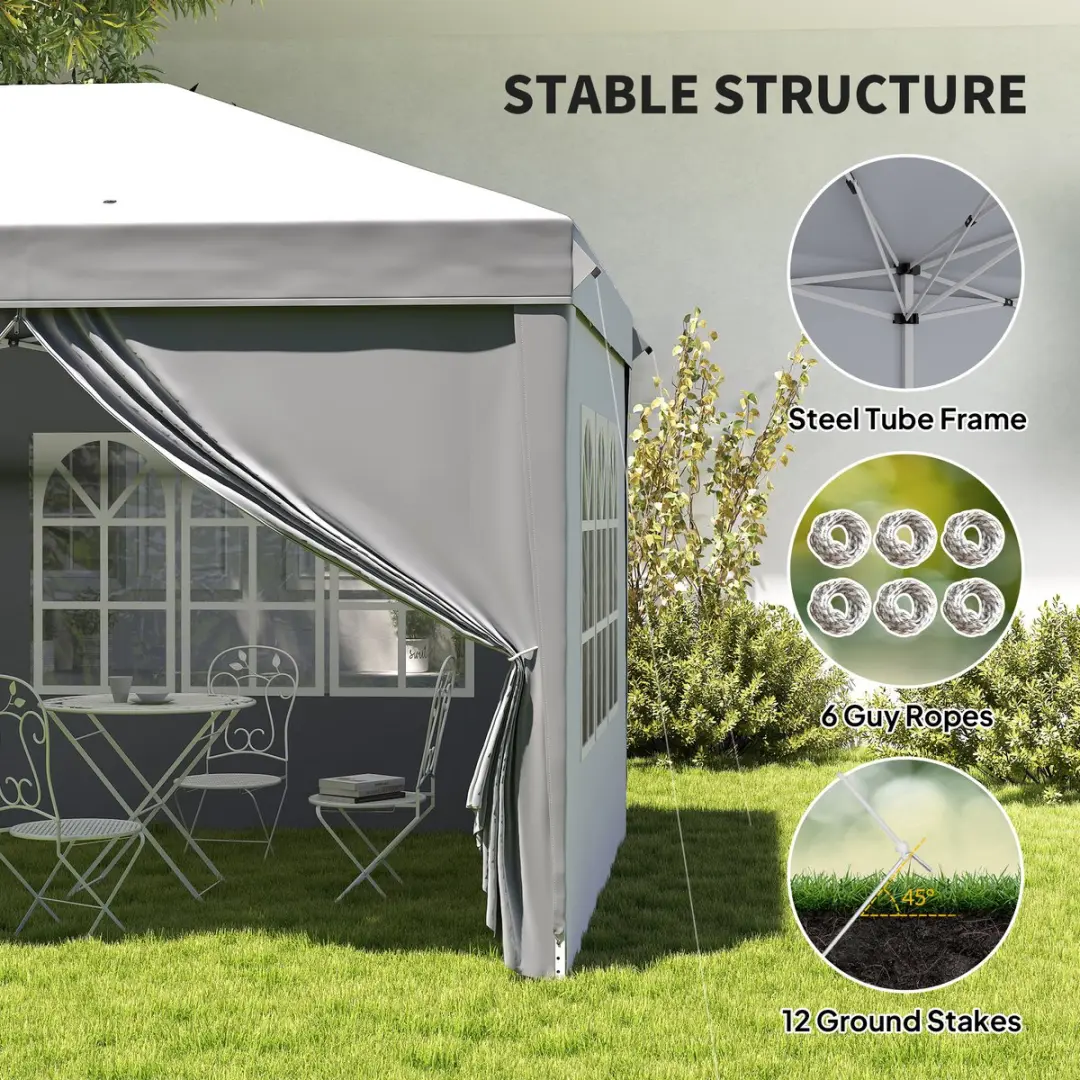 Outsunny Pop-up Canopy 585x295x270cm - Lichtgrijs
