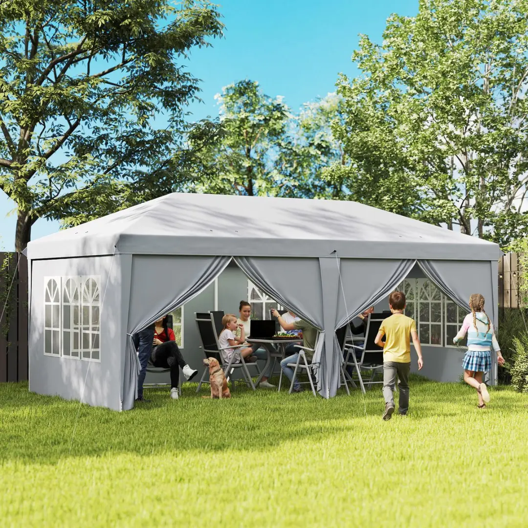 Outsunny Pop-up Canopy 585x295x270cm - Lichtgrijs