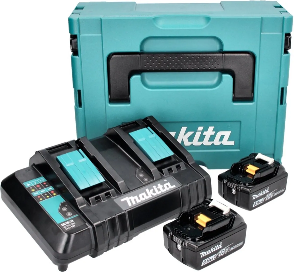 Makita Power Source Kit 18V - 2x BL1850B 5.0Ah + DC18SH Lader + Makpac