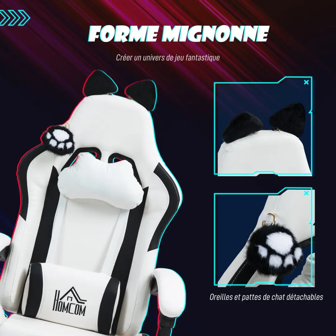 Homcom Gamingstoel 921-794V00WT - Wit