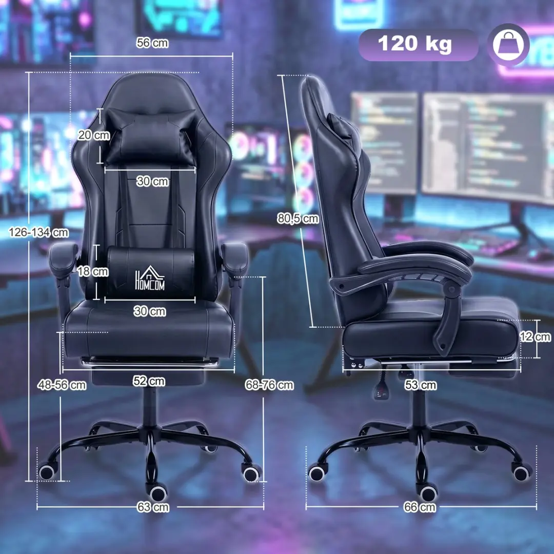 Homcom Gamingstoel - Zwart