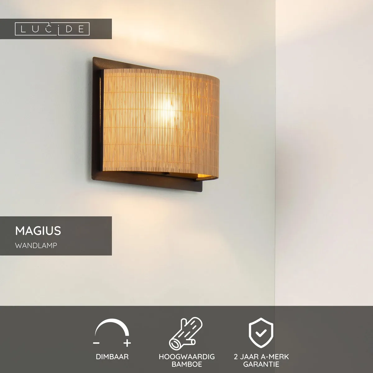 Lucide Magius Wandlamp E27 - Naturel