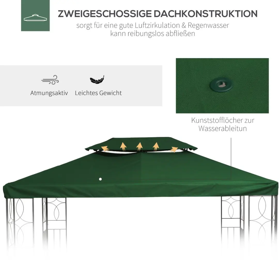 Outsunny Paviljoendak 84C-102 - 3x4m - Groen