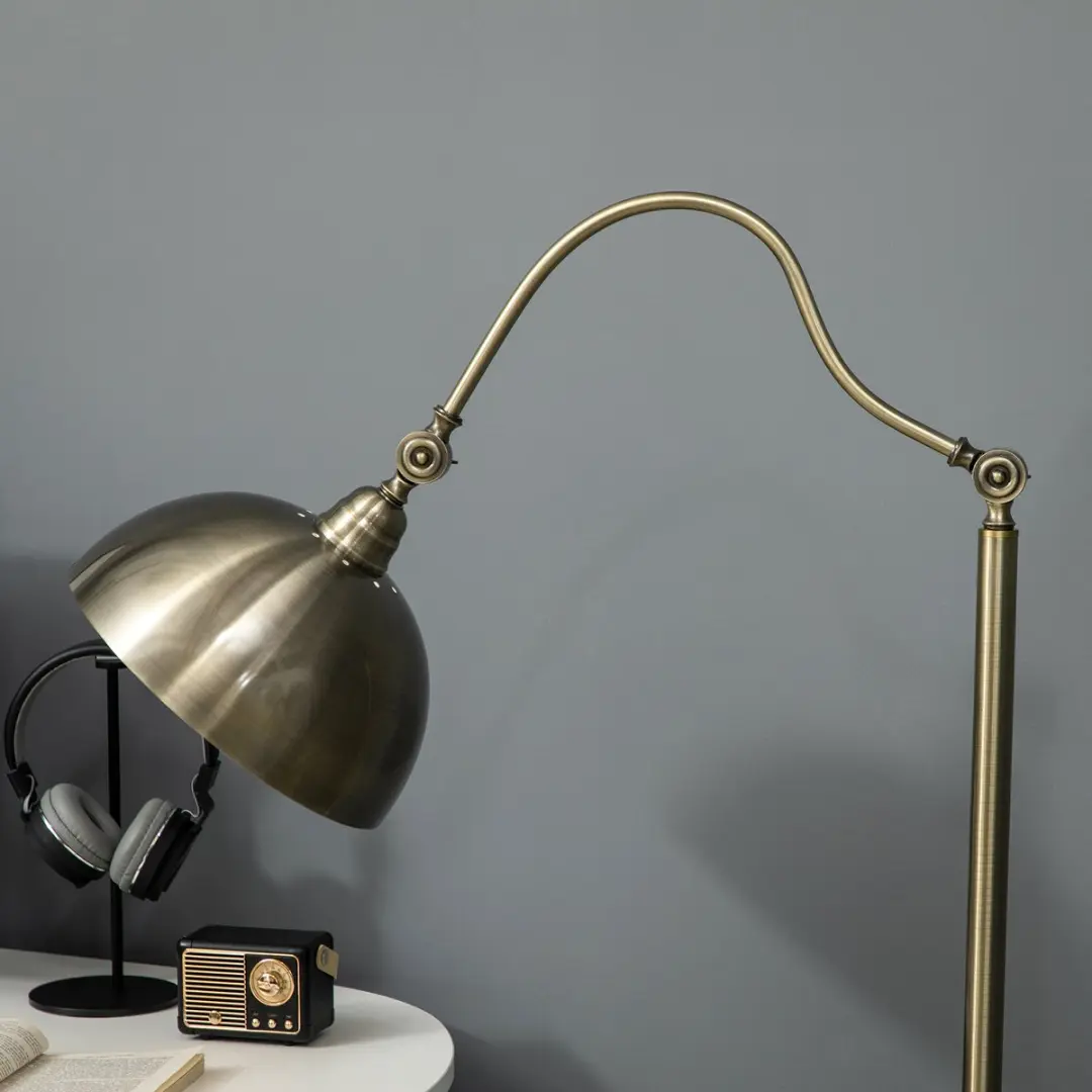 Homcom Vintage Staande Lamp Brons - Verstelbaar