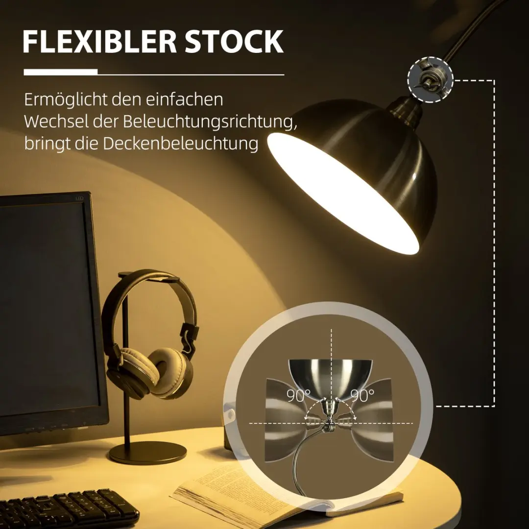 Homcom Vintage Staande Lamp Brons - Verstelbaar
