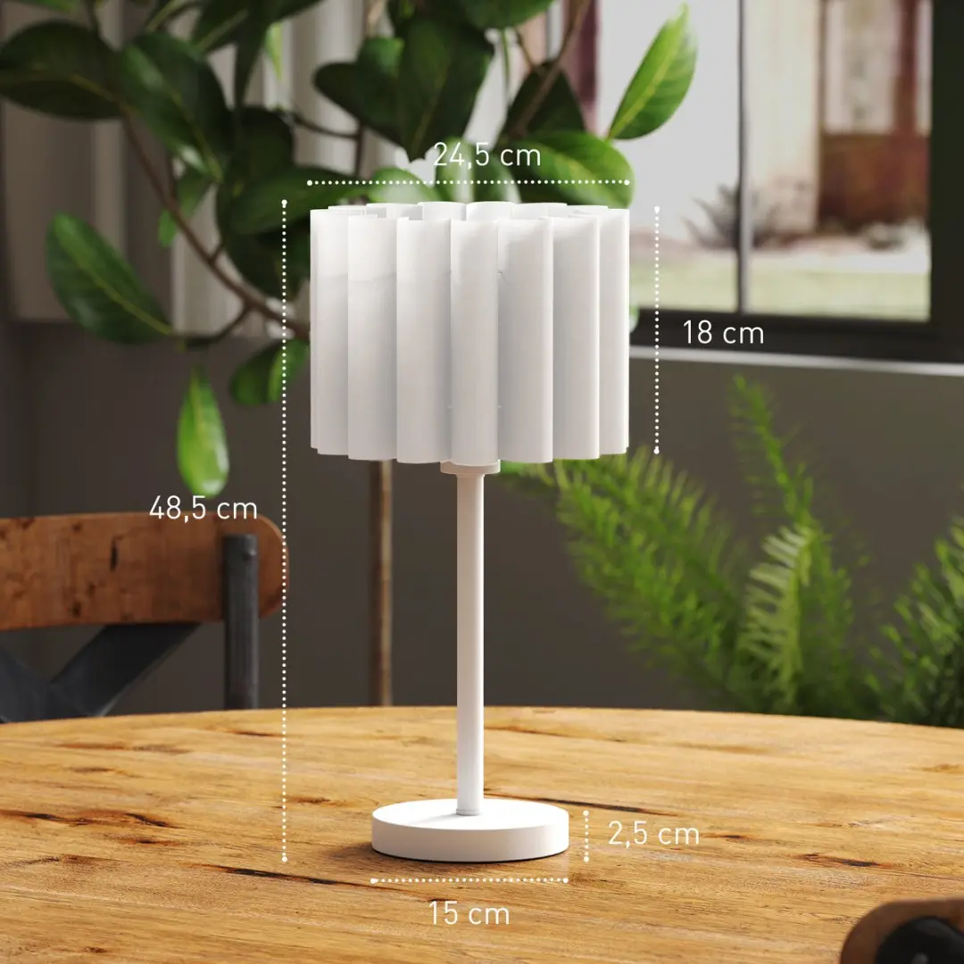 Homcom Tafellamp Metaal Kunststof 40W Wit - afbeelding 6 van 6