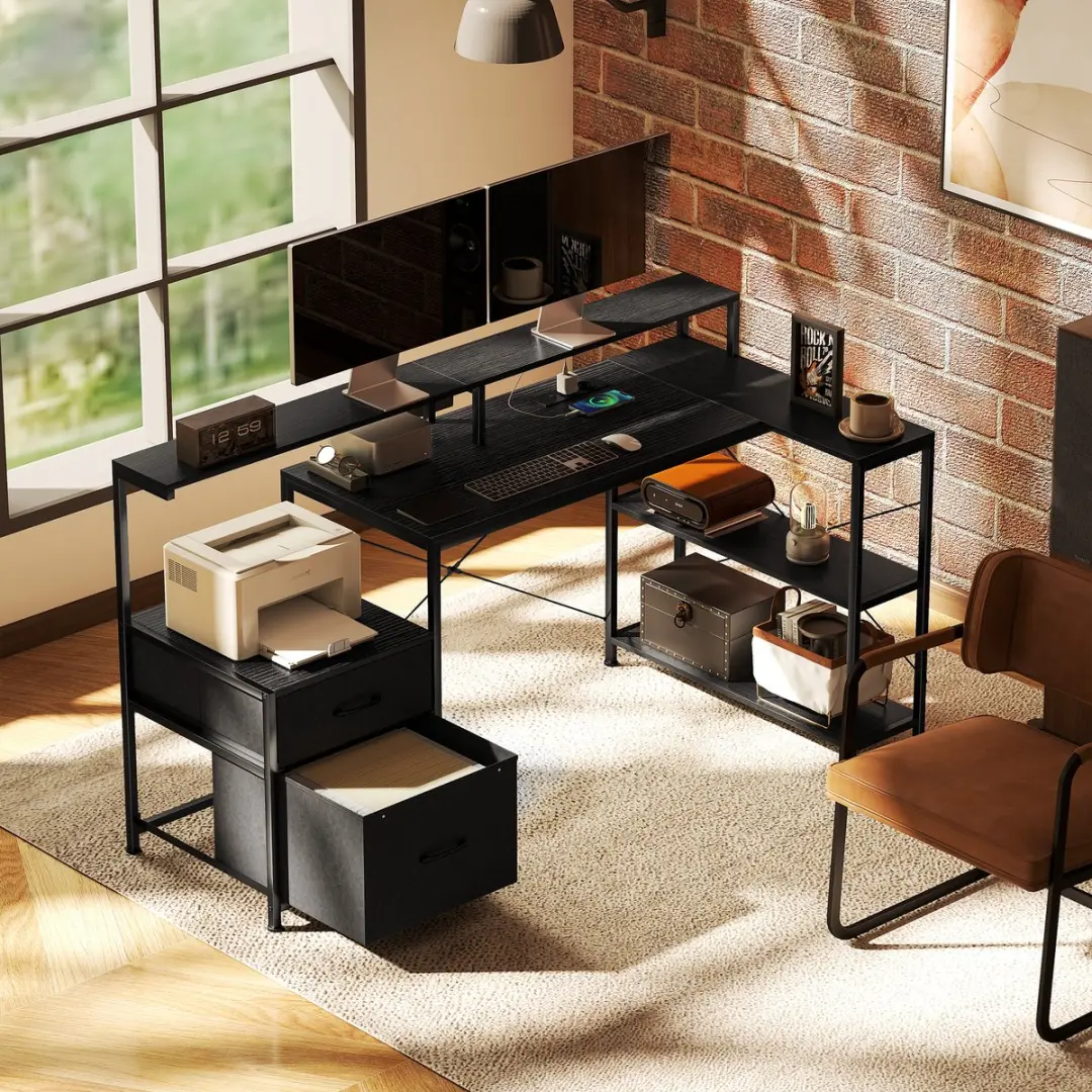 Homcom Gaming Bureau - 165x80x91,5cm Zwart