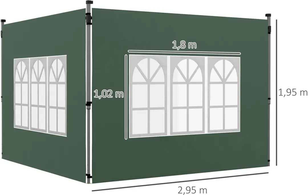 Outsunny Zijwanden Partytent Oxford 295x195cm - Groen