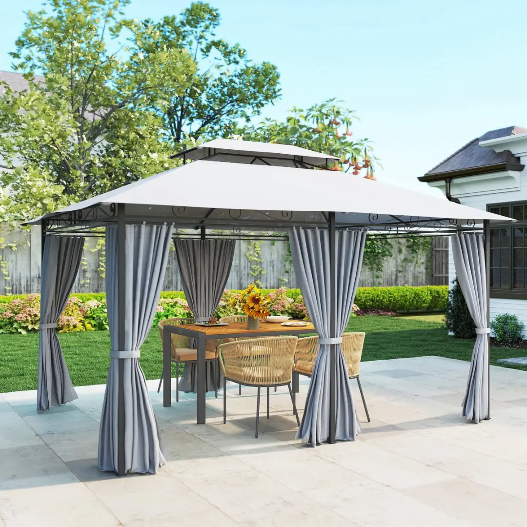 Outsunny Paviljoen Donkergrijs 300x400x280cm - 4 Zijkanten
