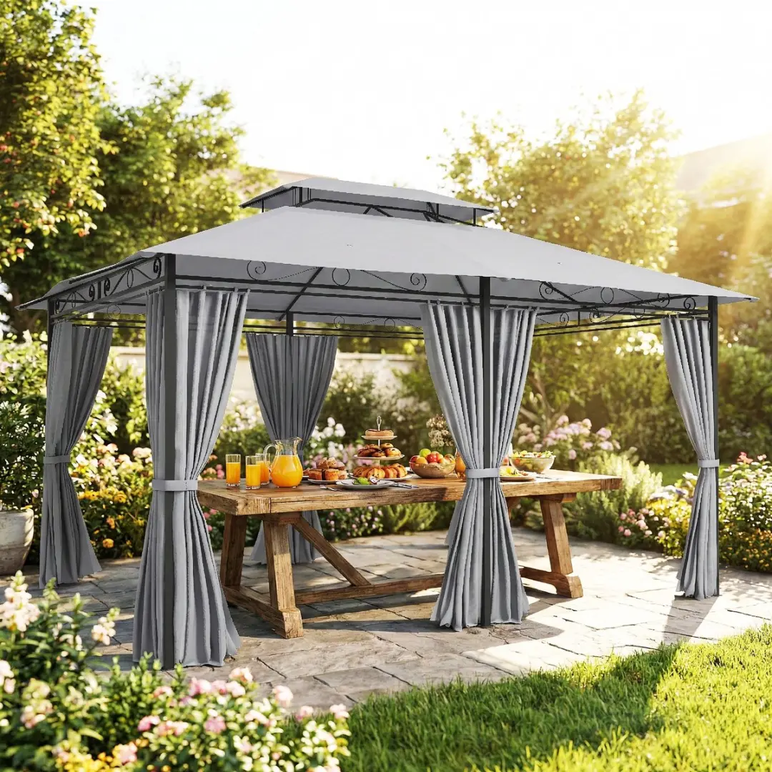 Outsunny Paviljoen Donkergrijs 300x400x280cm - 4 Zijkanten - afbeelding 6 van 6