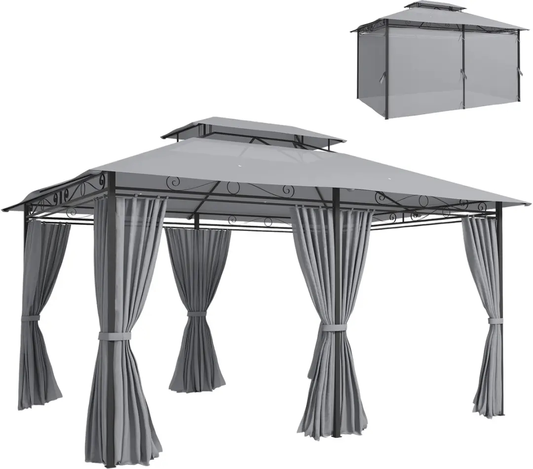 Outsunny Paviljoen Donkergrijs 300x400x280cm