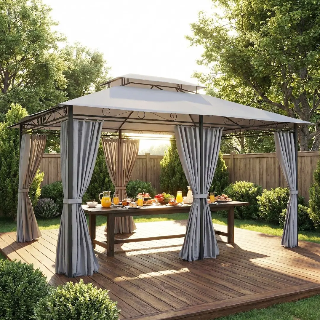 Outsunny Paviljoen Donkergrijs 300x400x280cm - 4 Zijkanten